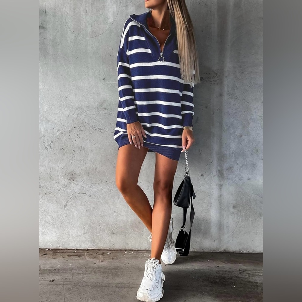 NWOT Half Zip Mini Dress - Picture 3 of 6
